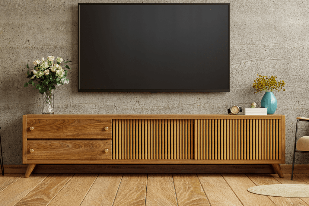 Wood tv unit | All American Flooring
