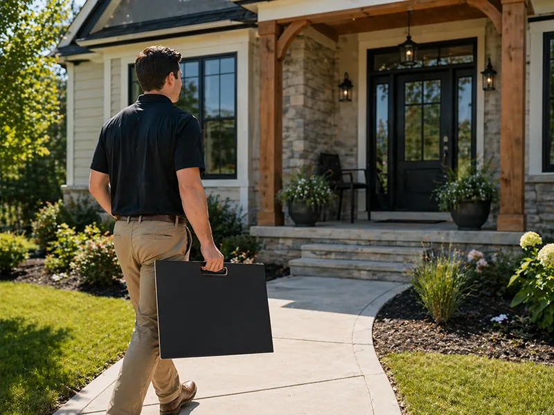 Flooring associate arriving at customers house with flooring samples | All American Flooring